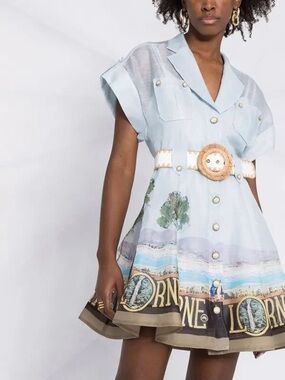 Zimmermann Postcard Shirt Mini Dress